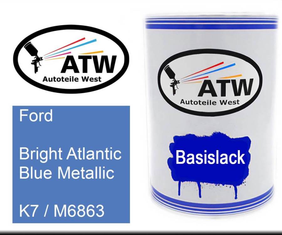 Ford, Bright Atlantic Blue Metallic, K7 / M6863: 500ml Lackdose, von ATW Autoteile West.